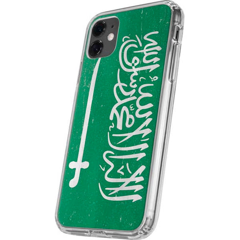 Saudi Arabia Flag Distressed iPhone 11 Clear Case